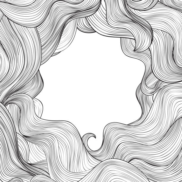 illustrazioni stock, clip art, cartoni animati e icone di tendenza di sfondo astratto della cornice d'onda sfondo del contorno dei capelli. - wave curl