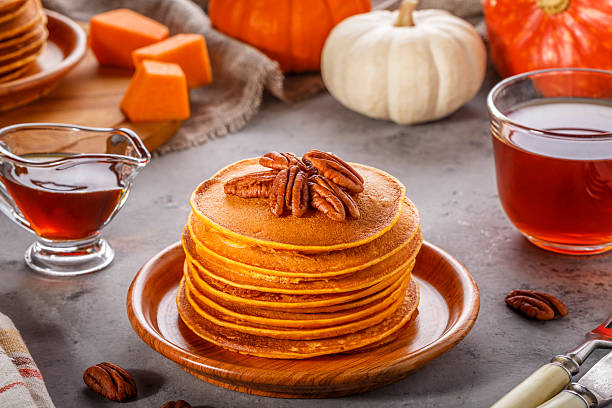 istock Stack of homemade pumpkin pancakes. 616109898