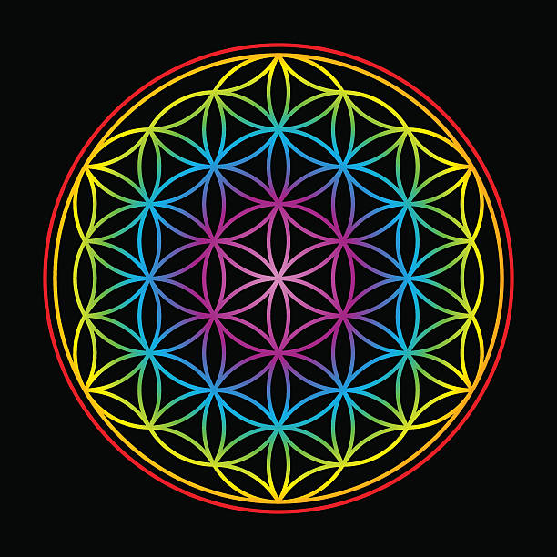 istock Flower Of Life Colorful On Black Background 616110732