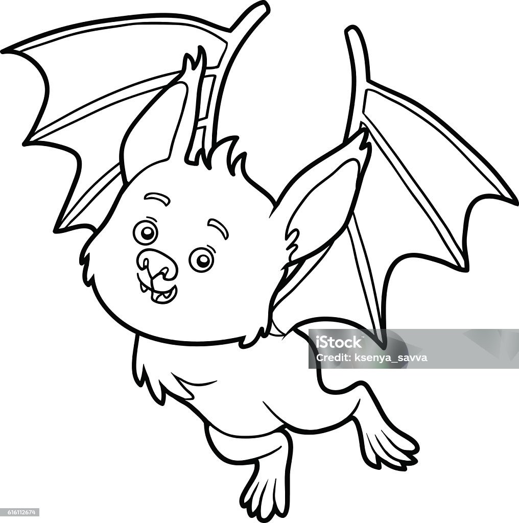 Coloring book, Bat Coloring book for children, Bat Coloring Book Page - Illlustration Technique stock vector