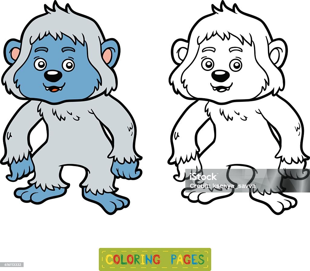 Coloring book, Yeti Coloring book for children, Yeti Activity stock vector