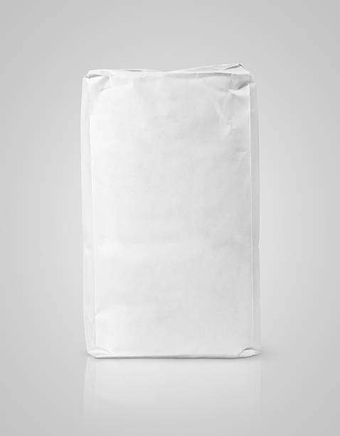 белый пустой бумага bag» муки на серый - bag white paper bag paper стоковые фото и изображения