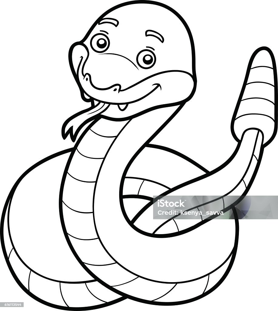 Coloring book, Rattlesnake Coloring book for children, Rattlesnake Activity stock vector