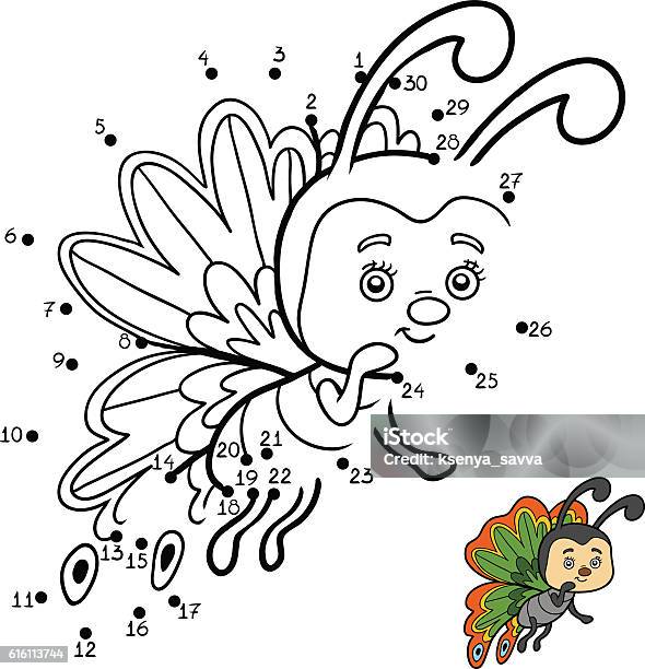 Numbers Game Butterfly Stock Illustration - Download Image Now - Connect the Dots, Child, Leisure Games