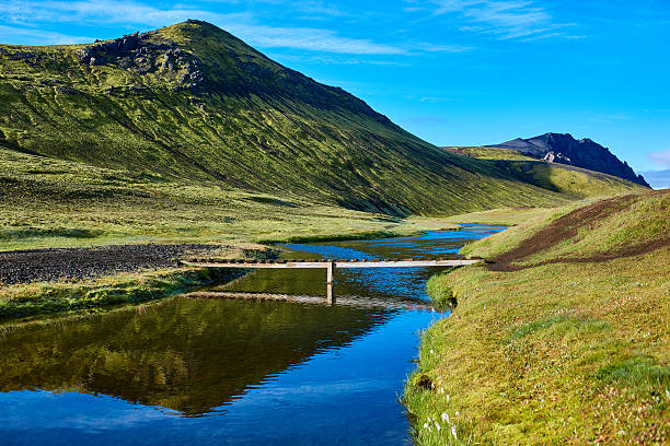 istock bridge over creek, trekking in Iceland 616114556