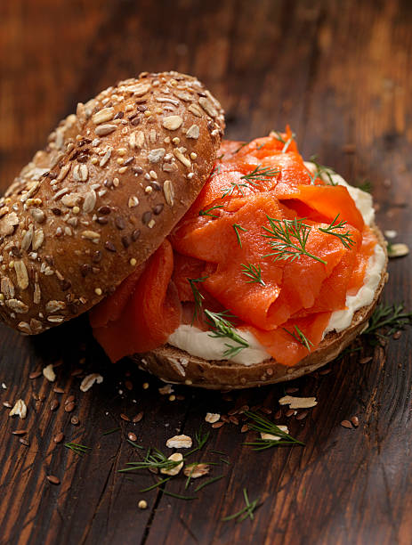 istock Smoked Salmon Bagel with Cream Cheese and Fresh Dill 616114846