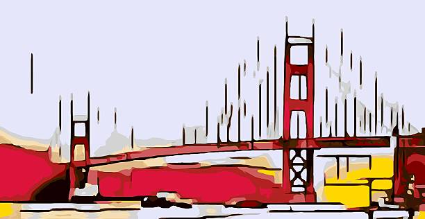drawing Golden Gate bridge, San Francisco, USA