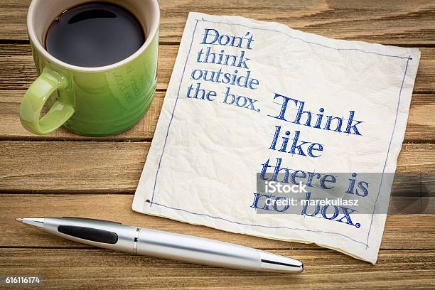 Think Like There Is No Box Stock Photo - Download Image Now - Thinking Outside The Box, Contemplation, Ideas