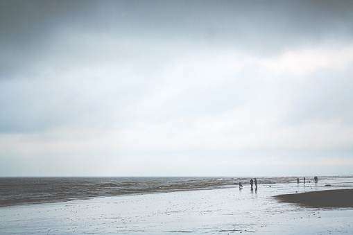 Rainy day at the ocean in Sankt Peter Ording