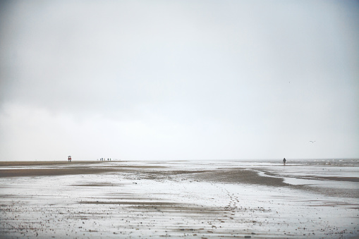 Rainy day at the ocean in Sankt Peter Ording