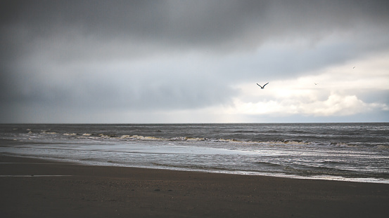 Rainy day at the ocean in Sankt Peter Ording