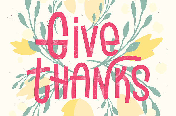 istock Give thanks lettering. Letterpress inspired greeting card with c 616119546
