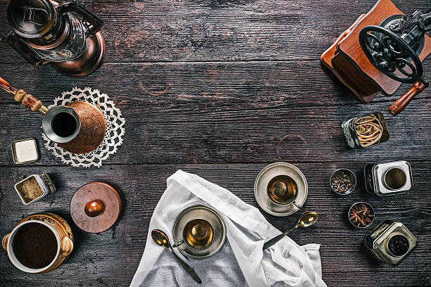 istock Still life with coffee cups and ingredients 616120144