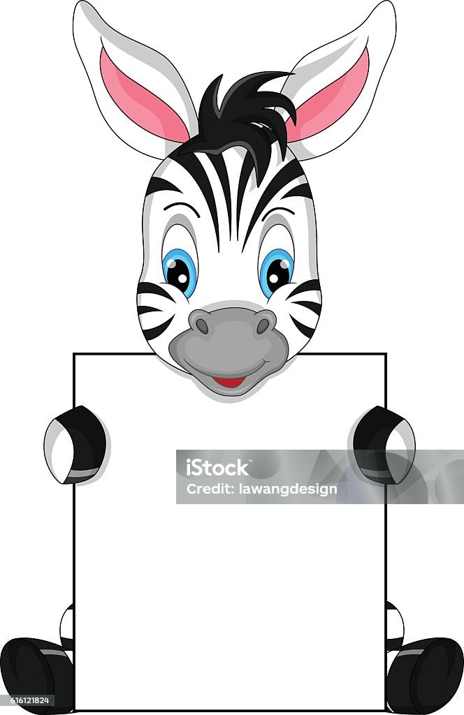 cute zebra cartoon and blank sign vector illustration of cute zebra cartoon and blank sign Africa stock vector