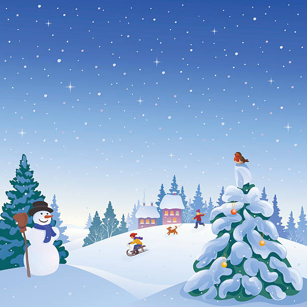 ilustrações de stock, clip art, desenhos animados e ícones de inverno ao ar livre - christmas snow child winter