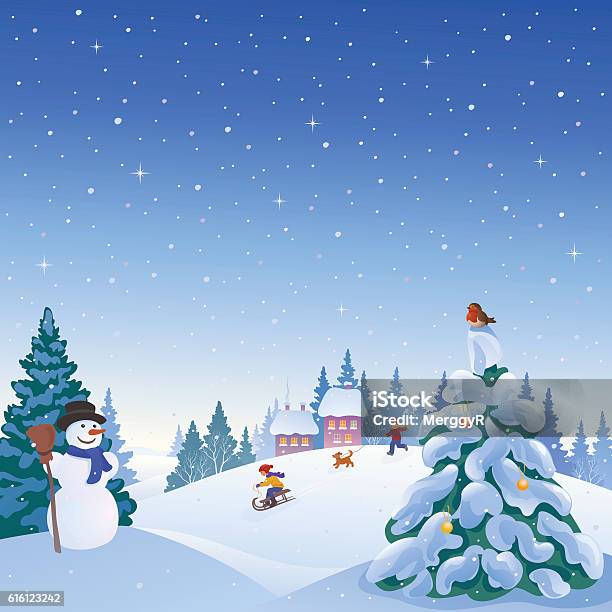 Winter Outdoors Stock Illustration - Download Image Now - Christmas, Winter, Backgrounds