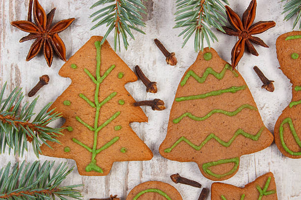 istock Decorated gingerbread, spruce branches, spices, christmas decoration 616129490