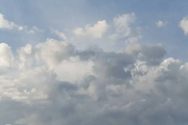 Cumulus clouds against a blue sky. Mostly Cloudy. Synoptics.