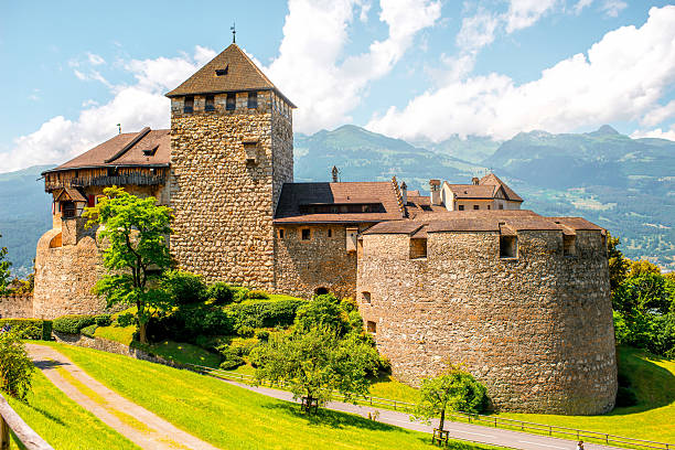 Vaduz, Liechtenstein - July 01, 2016: Landscape view on Vaduz castle in the capital of Liechtenstein. This castle is the palace and official residence of the Prince of Liechtenstein