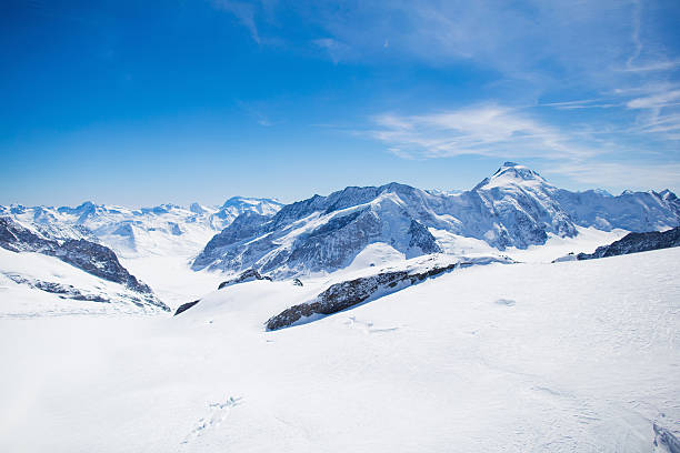 veduta aerea delle alpi svizzere - jungfrau photography landscapes nature foto e immagini stock