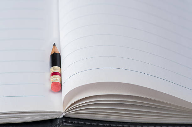 istock Black pencil with pink eraser on a paper 616221440