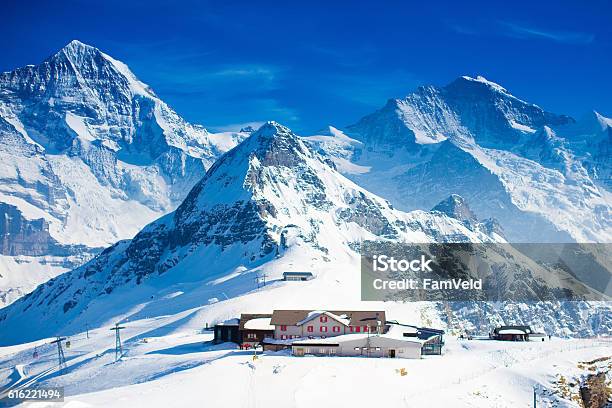 Aerial View Of The Alps Mountains In Switzerland Stock Photo - Download Image Now - Grindelwald, Switzerland, Jungfrau