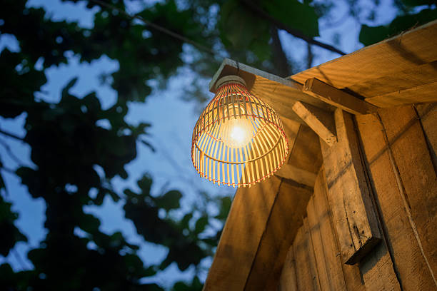 istock Decorating lantern hanging on wooden bar, 616222438