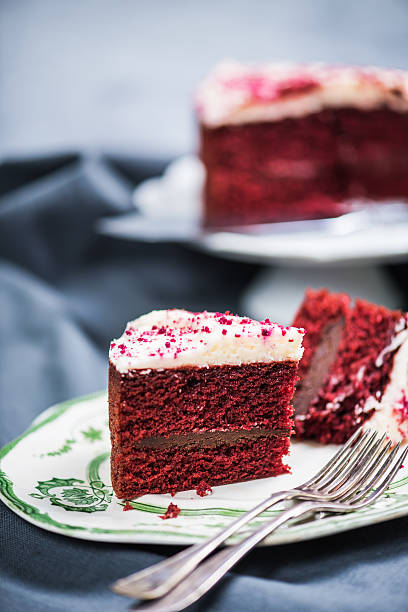 istock Slice of red velvet sponge cake 616224874