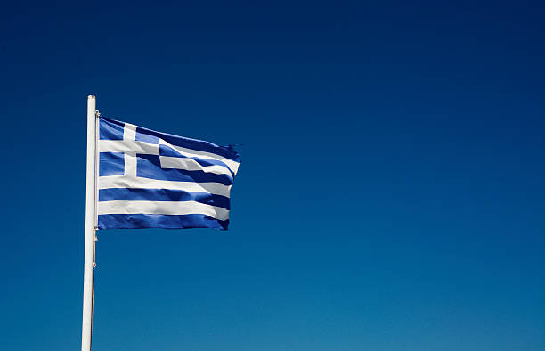 griechische flagge  - sea fig stock-fotos und bilder