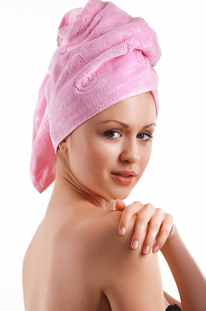 istock young woman after washing 616228884