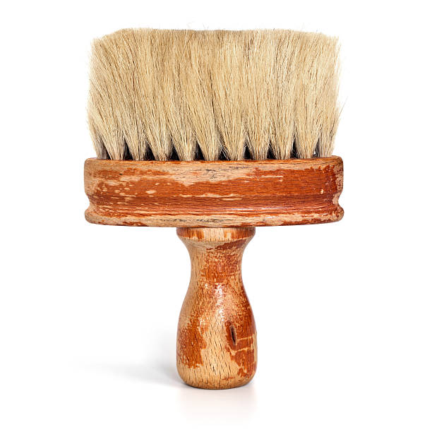 rubber mitten, and brush with long bristle for horse isolated