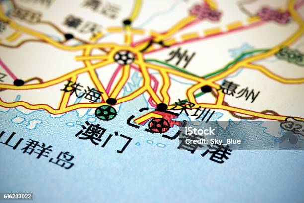 Hong Kong And Macau On Map Stock Photo - Download Image Now - Hong Kong, Shenzhen, Map
