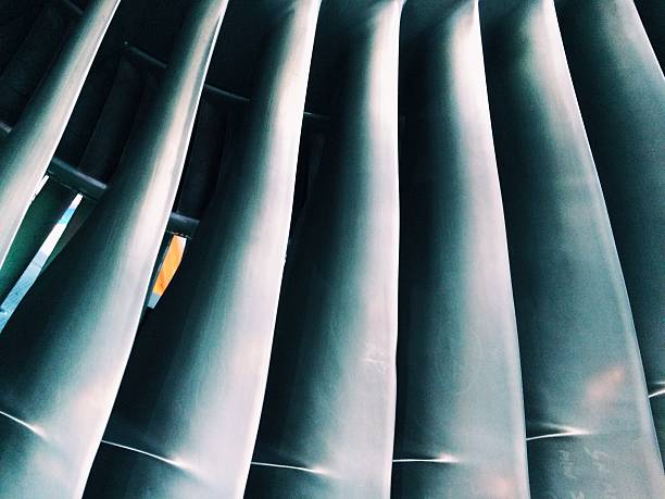 istock Close up of a aircraft turbine engine 616235974