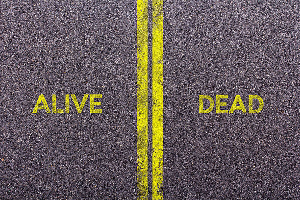 istock Tarmac with the words alive and dead 616236824