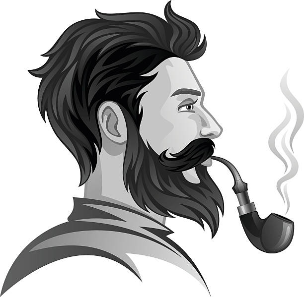 ilustraciones, imágenes clip art, dibujos animados e iconos de stock de hombre fuma - white background looking caucasian one person