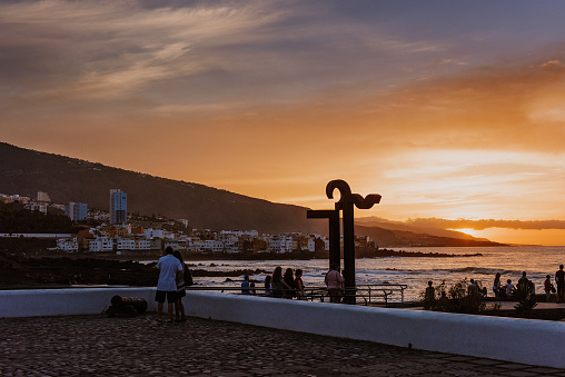 Puerto de la Cruz, Spain - October 15, 2016: Playa Jardin in Puerto de la Cruz Tenerife.