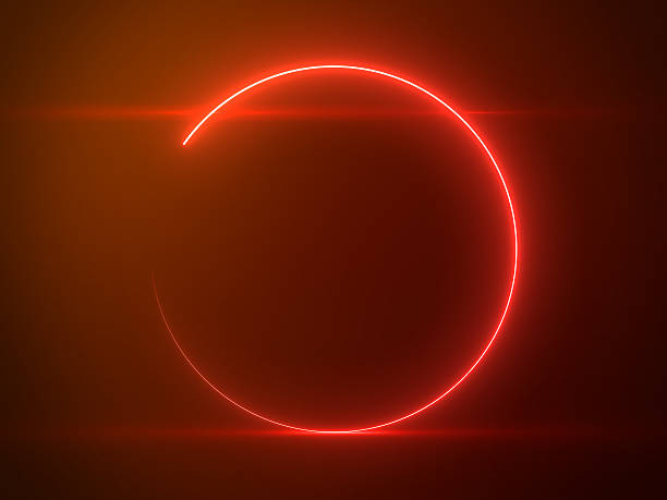 istock Beautiful Red Circle Light with Lens Flare on Particles Background 616239344