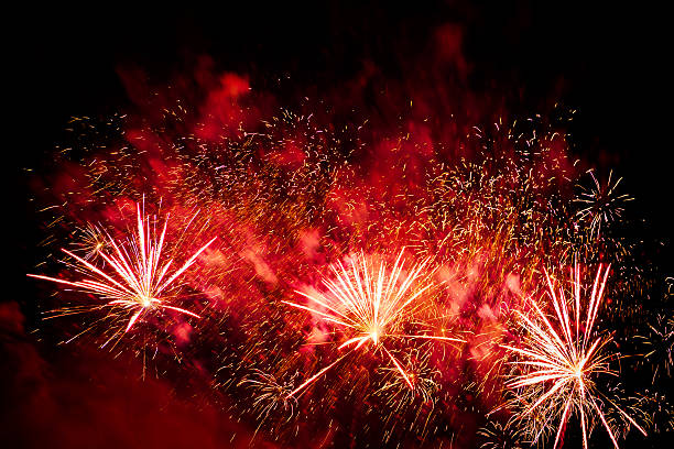 fuochi d’artificio - firework display pyrotechnics celebration fourth of july foto e immagini stock