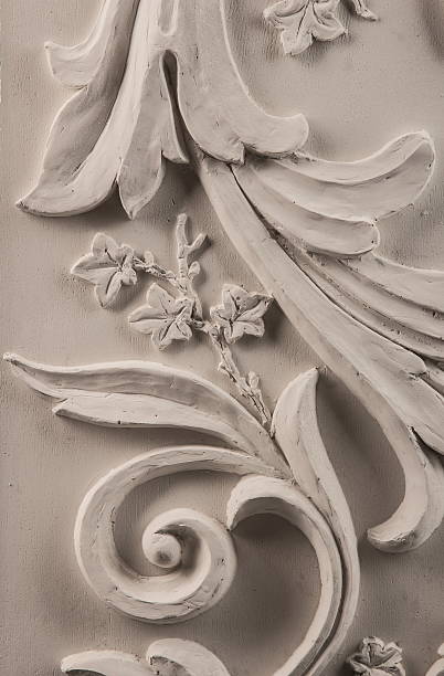istock gypsum plaster ornaments on a black background 616244144