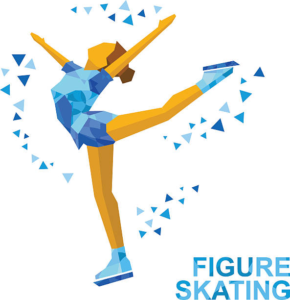 Ladies Figure Skating. Cartoon skating girl training. Ice show. Winter sports - Ladies Figure Skating. Cartoon skating girl training. Ice show. Flat style vector clip art isolated on white  background. figure skating stock illustrations