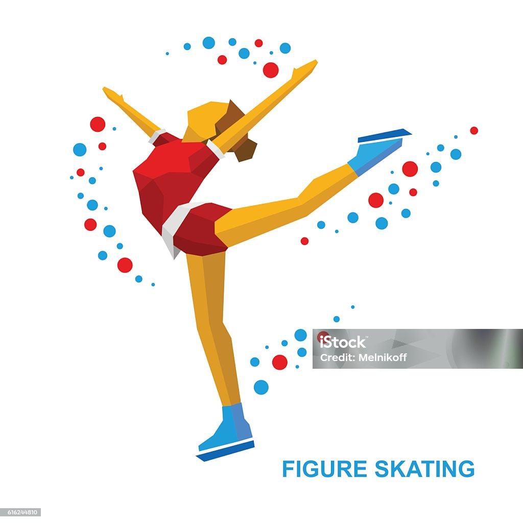 Ladies Figure Skating. Cartoon skating girl training. Ice show. Ladies Figure Skating. Cartoon skating girl training. Ice show. Flat style vector clip art isolated on white background. Ice Skate stock vector