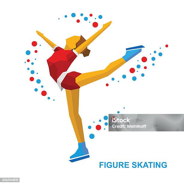 Ladies Figure Skating Cartoon Skating Girl Training Ice Show Stock Illustration - Download Image Now
