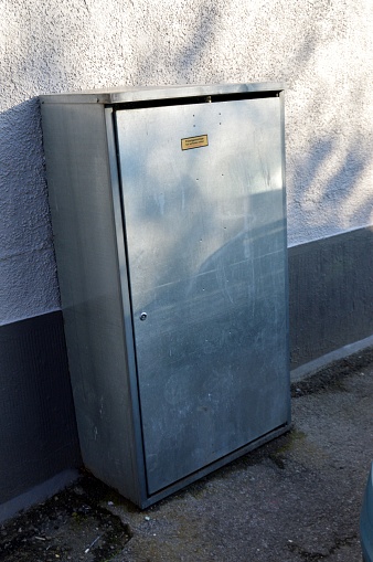 Cupboard of storage of gas cylinder outside there galvanized.