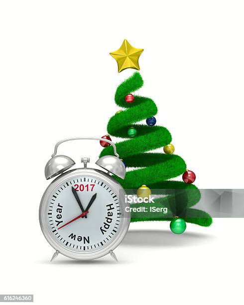 Christmas Tree On White Isolated 3d Image Stock Photo - Download Image Now - Abstract, Alarm Clock, Alertness