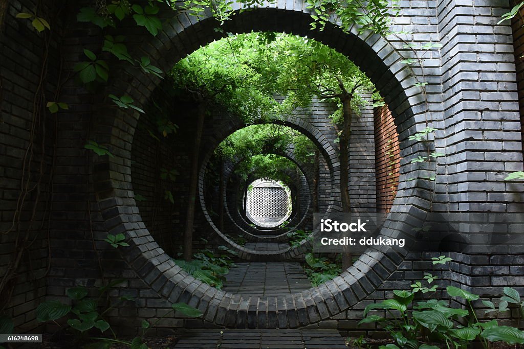 Corridor in Beijing Beijing, Corridor, Entrance Hall,  Famous Place Architecture Stock Photo