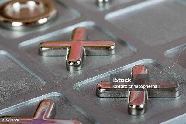 Metal Tic Tac Toe Board Stock Photo - Download Image Now - Arts Culture and Entertainment, Backgrounds, Competition