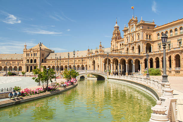 plaza de espana seville - sevilla i̇li stok fotoğraflar ve resimler