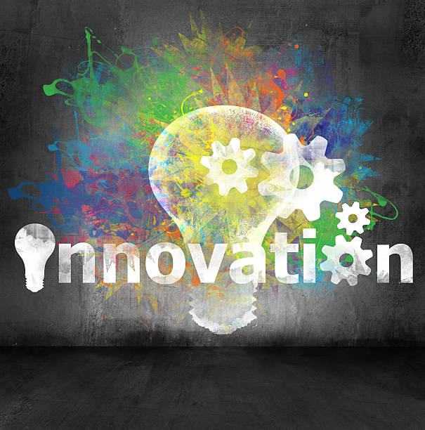 istock light bulb symbol with text innovation painted on cement wall 616249724