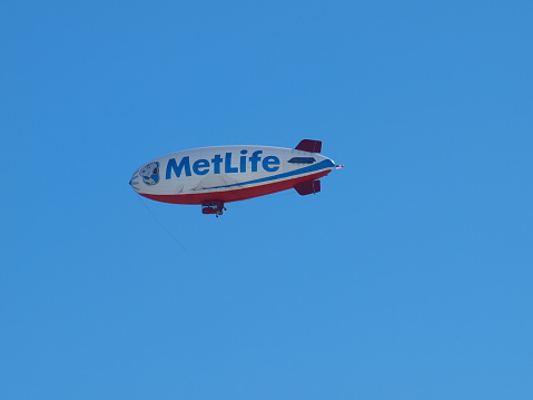 Hot air balloon in flight on a summer morning