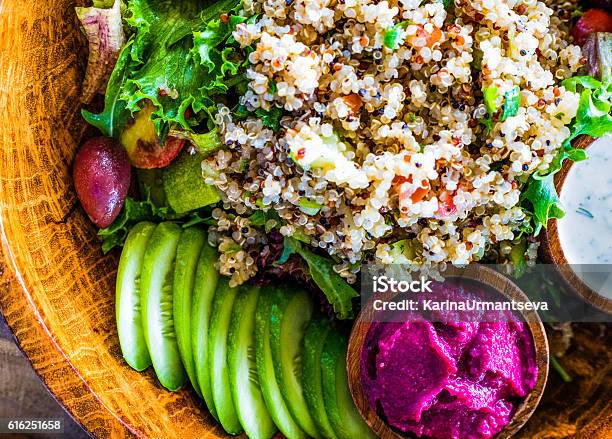 Quinoa Bowl Stock Photo - Download Image Now - Quinoa, Bowl, Hummus - Food